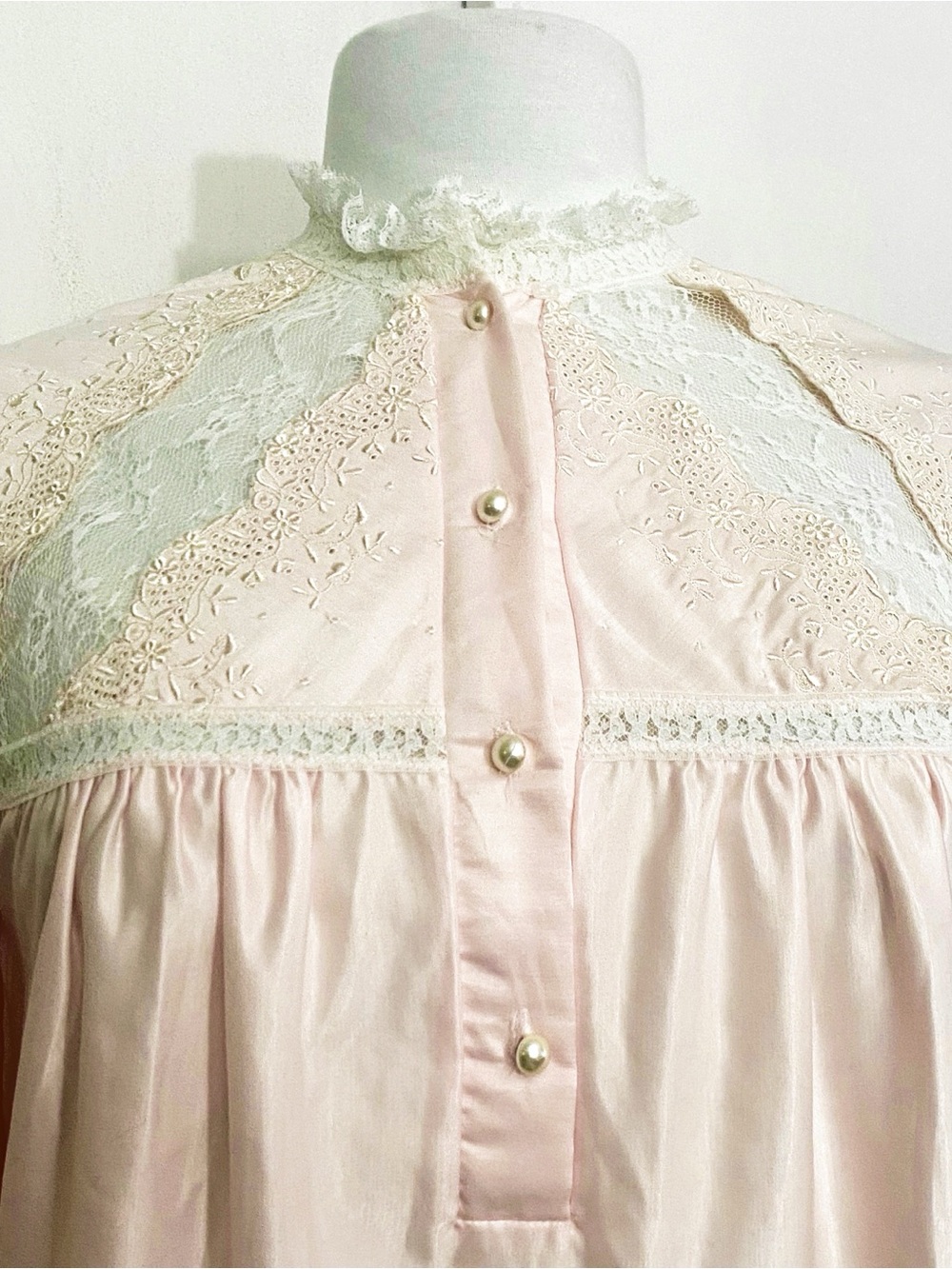 VTG Barbizon Lacy Cuddleskin Women's Soft Pink Long Sleeve Granny Nightgown S